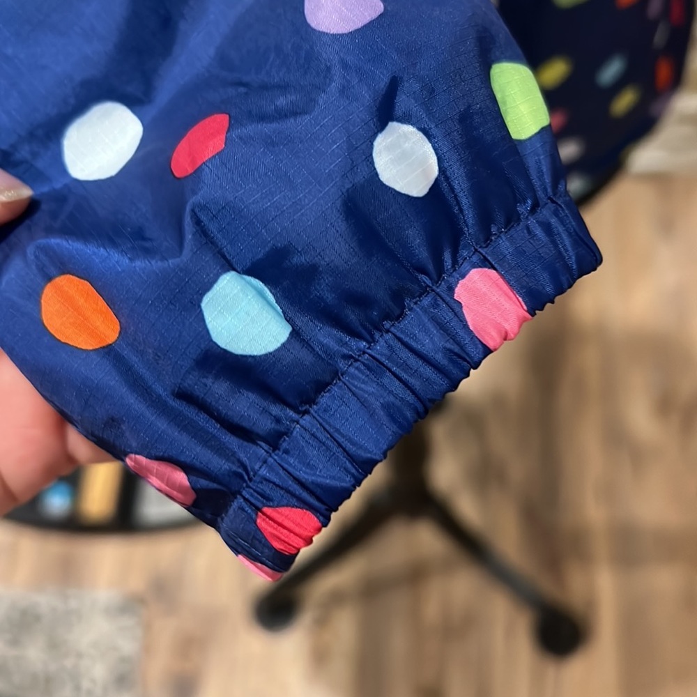 Girls Lands End Polka Dot Wind Lined Breaker Jacket M 10-12 - Picture 5 of 11